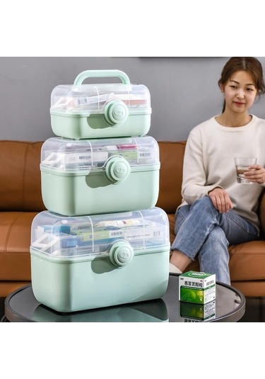 Novahub Geniş Kapasiteli Aile Hekimliği Organizatörü, Taşınabilir İlk Yardım Çantası, İlaç Saklama Kabı, Aile Acil Durum Kiti Kutusu L, Pembe Pembe