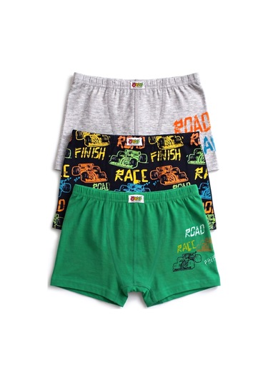 Öts Erkek Çocuk 3 Lü Pamuklu Boxer Baskılı Ergonomik Tasarım 7817-3 Renkli