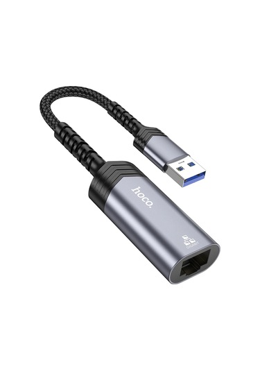 Hoco. Ua26 Tak Çalıştır Usb To Rj45 1000 Mbps Ethernet Dönüştürücü - Gri