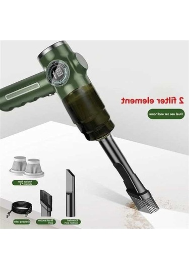 Besthome1 Kablosuz Güçlü Araç Süpürgesi - 29000pa, 120w Motor, Çift Filtreli, Pil Göstergeli Yeşil Model Yeşil Yeşil
