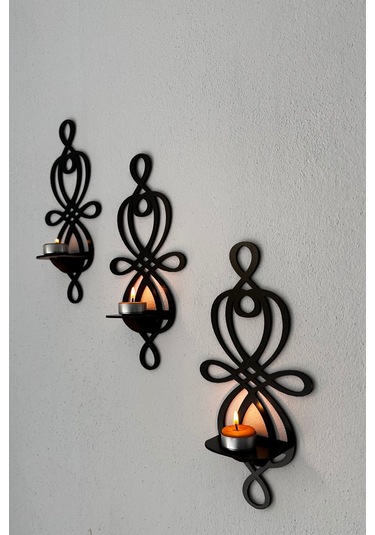 3 Lü Ahşap Duvar Mumluk Seti