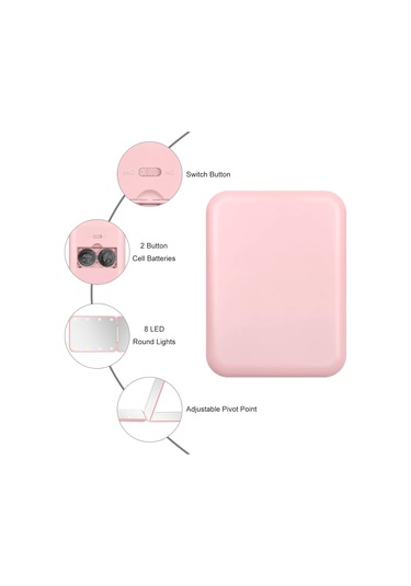 Kompakt Ayna, 1x/3x Büyütme Led Cep Aynası Nternal Biattery İle, Çanta, Cep, Seyahat Ve Şimdiki Mini Ayna Pembe