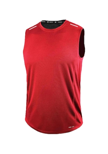 Erkek Nem Emici Hızlı Kuruma Atletik Teknik Performans Sporcu Sıfır Kol T-shirt Drıfıt-sıfırkol Kırmızı