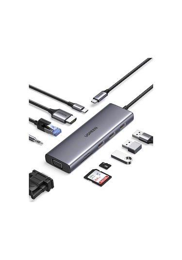 Ugreen 10'u 1 Arada Usb-c Hub - 4k Hdmı, Ethernet, Pd, Kart Okuyucu 15601