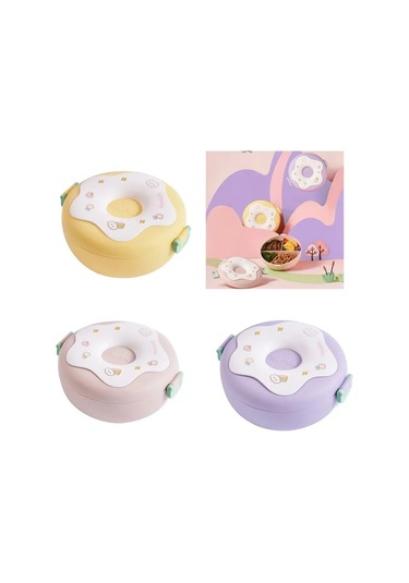 Kangvka 3 Bölmeli Çocuk Yemek Kutusu, Kaçırmaz Kapaklı Plastik Mutfak Gereci, Okul-piknik İçin Taze Yemek Saklama Kutusu Mor