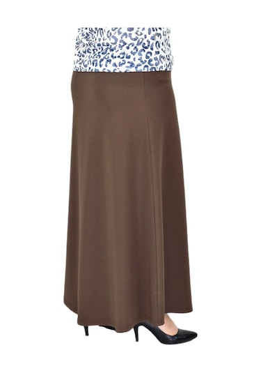 Kadın Uzun Lastikli Kloş Etek Bgl-st04728 Açık Kahverengi