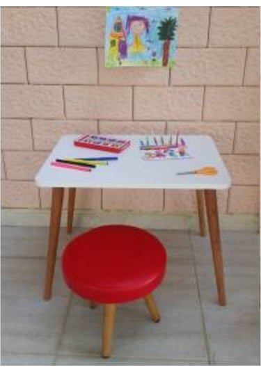 Depolife Ilk Ofisim Çocuk Ders Çalışma Masası Ahşap Konik Ayaklı