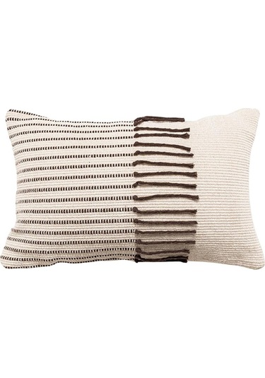 Suntek Magideal Boho Pamuk Makrome Yastık Örtüsü Dekoratif Minder Beyaz-30x50cm