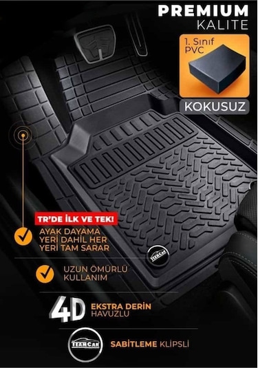 Chery Tıggo7 Pro Havuzlu Universal Paspas Siyah