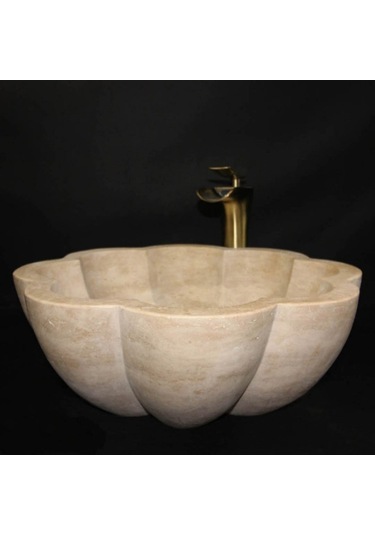 Traverten Papatya Özel Tasarım Lavabo