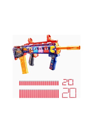X-shot Skins Pro Sinister Pac-man, 40 Dartlı Retro Blaster Nerf, Oyuncak Tabanca Mavi