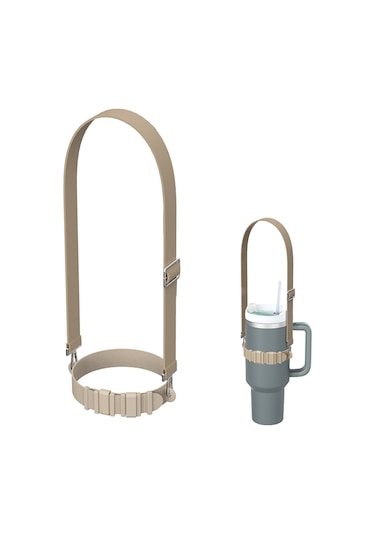 Aubyhe Stanley Bardak İçin Ayarlanabilir Silikon Askılı Kordon - Krem Rengi, Taşıma Kolaylığı Sağlar Haki