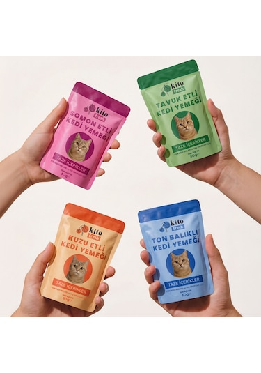 Kito Fresh Somonlu Kedi Yemeği %100 Taze İçerikli Mama 80 G X 8 Adet
