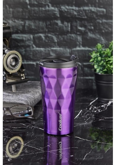 Cooker Lüx 350 ML Prizma Çelik Termos Mug Mor - Ckr2048
