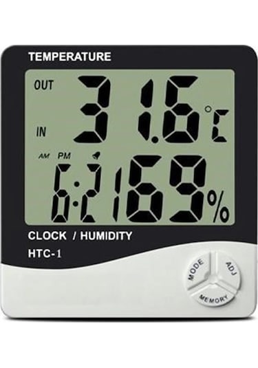 Bebek Odası Masaüstü Dijital Termometre Nem Ölçer Higrometre Saat 5365