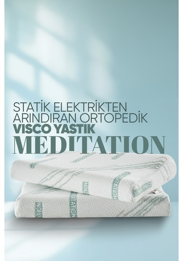 Visko Tek Taraflı Boyun Destek Yastığı - Meditation Boyun Düzleşmesi İçin Visco Yastık Beyaz