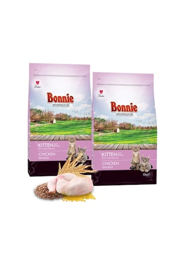 Bonnie Tavuklu Yavru Kedi Maması 1,5 Kg X 2 Adet