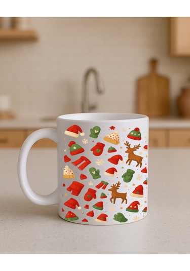 Kupa Yılbaşı Görselli Bardak Beyaz