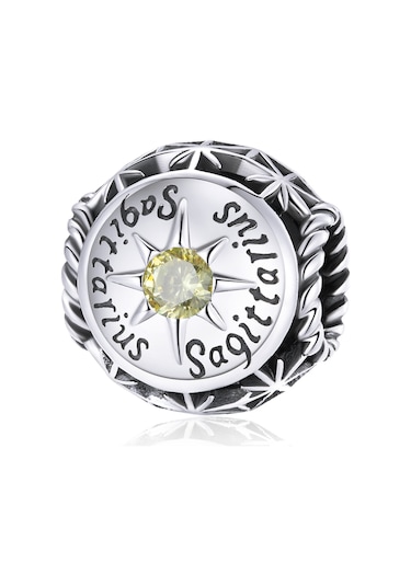 S925 Ayar Gümüş On İki Takımyıldızı Zirkon Boncuk Dıy Bilezik Kolye Aksesuarları, Stil: Yay Çok Renkli