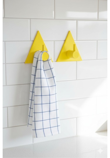 2 Li Askılık Kapı Arkası, Duvara Monte, Dayanıklı Malzeme, Sarı 9 Sarı