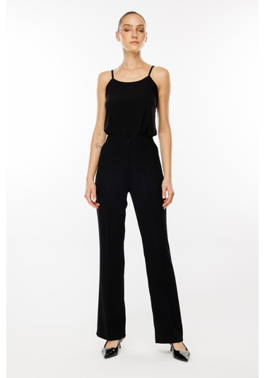 Moda İlgi Kadın Boru Paça Klasik Takım Pantolon T04527 Siyah Siyah