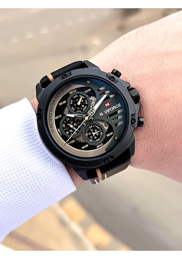 Naviforce Deri Kordon İç Fonksiyonları Aktif 3 Atm Suya Dayanıklı Erkek Kol Saati E.nvf.k.9110as