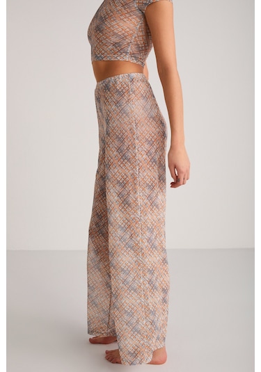 Yoland Kadın Desenli Yazlık Crop Turuncu Alt-üst Takım