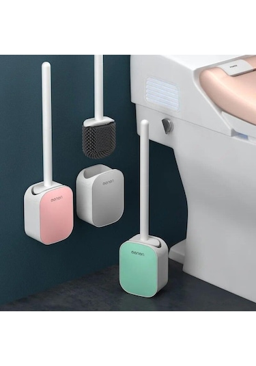 Pembe Wıkhostar Tuvalet Fırçası Silikon Uzun Saplı Tuvalet Temizleme Fırçası Duvara Montaj Hızlı Boşaltma Temiz Aracı Banyo Aksesuarları