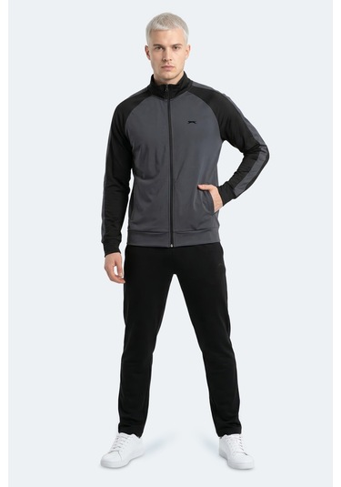 Slazenger Redora Erkek Dik Yaka Fermuarlı Koyu Gri Sweatshırt