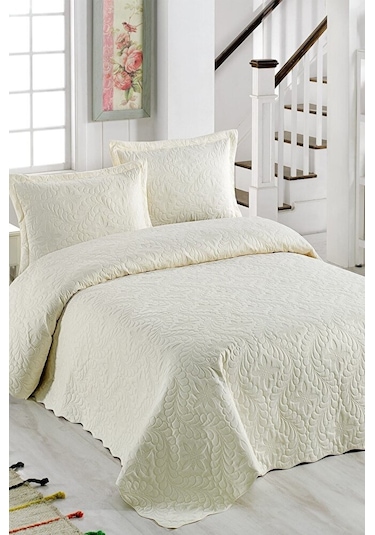 Ivy Krem Çift Kişilik Microfiber Kapitone Yatak Örtüsü