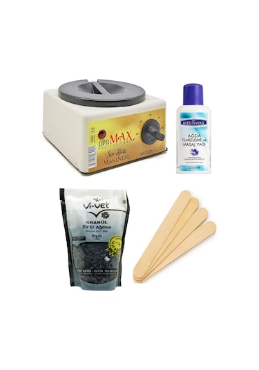 Ege Sir Dpr Max Ağda Makinesi+ Vi-Vet Granül Siyah İnci Ağda 250 G + Meliswax Ağda Yağı + Spatula x 5