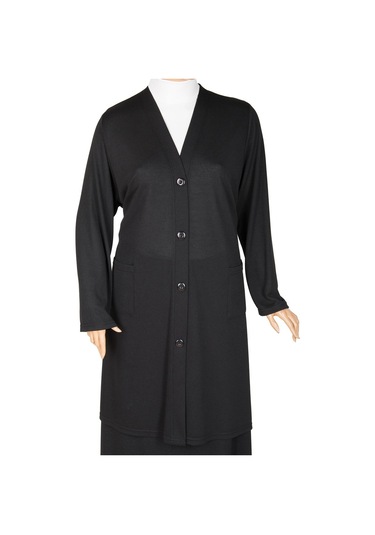 Hesna Kadın Cepli Düğmeli Kap Siyah Ceket 001