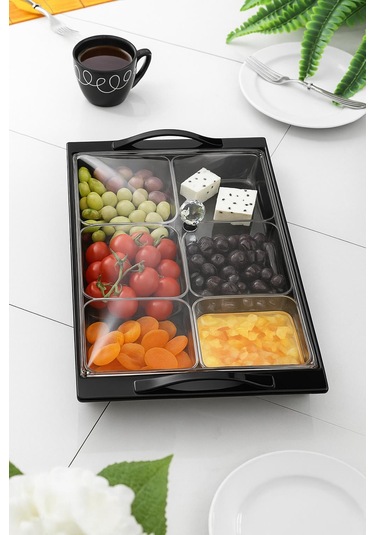 Mat Siyah Akrilik Saray Kahvaltılık Seti 13 Parça Siyah