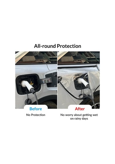 Elektrikli Araç Şarj Portu Manyetik Koruyucu Kılıf Yağmur, Kar Ve Toz Koruması Klasik Düz Yağmur Kılıfı Siyah