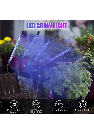 Hfambition 40w 84leds Dört Kafa Bitki Büyüme Lambası - 10 Seviye Parlaklık, 3/9/12saat Zamanlama, Kırmızı/mavi/kırmızı+mavi Modları Diğer