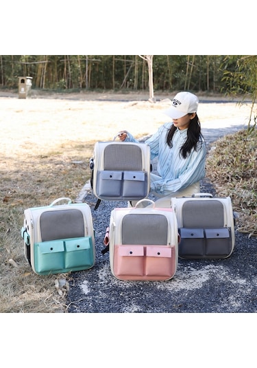 Cbtx Nefes Alabilen Kare Kedi Sırt Çantası Katlanabilir Açık Hava Taşınabilir Evcil Hayvan Çantası Model 4 Gri