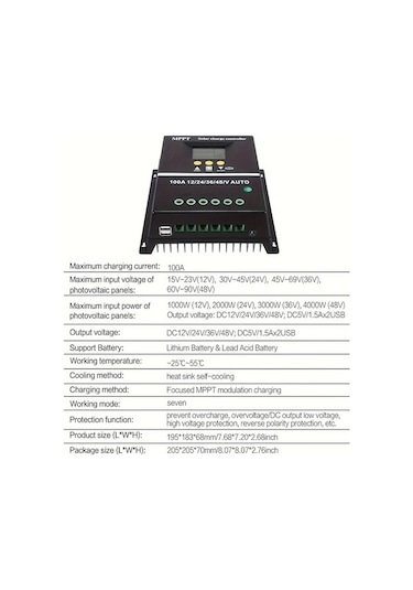 1 Paket 60a Mppt Solar Şarj Regülatörü Siyah A