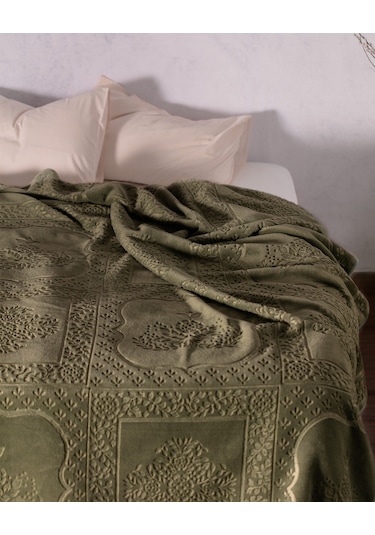 Madame Coco Rochelle Vizon Emboss Çift Kişilik Battaniye - Haki 1kbatc0436çift Kişilik-haki Vizon