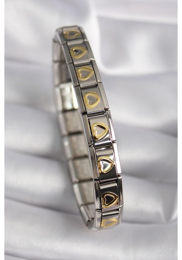 316l Çelik Gümüş Renk Gold Kalp İşleme Nomination Model Kadın Bileklik - Tj-bb6481