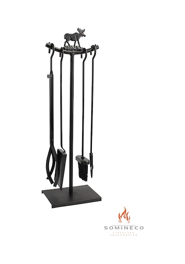 Somineco 5 Li Lüx Ithal Metal Geyik Motif Kabartmalı Şömine-Soba
