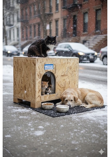 Reyo Kedi Evi Dış Ortam Uygun Ahşap Kedi Evi Osb 61 x 41 x 36 CM CAT48