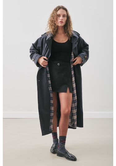 Zurıch Oversıze Trençkot Lacivert Lacivert