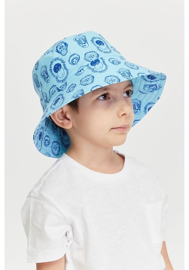 Benitto Kids Erkek Çocuk Desenli Bucket Şapka 7007-mavi
