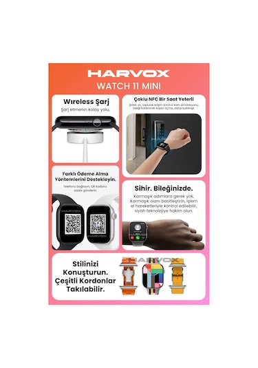 Harvox Watch 11 Mini Akıllı Saat Hediye Dolu Kutu Içeriği 2 Kordon Bileklik Ve Fular Hediyeli Harvox Watch 11 Mini Akıllı Saat Hediye Dolu Kutu Içeriği 2 Kordon Bileklik Ve Fular Hediyeli