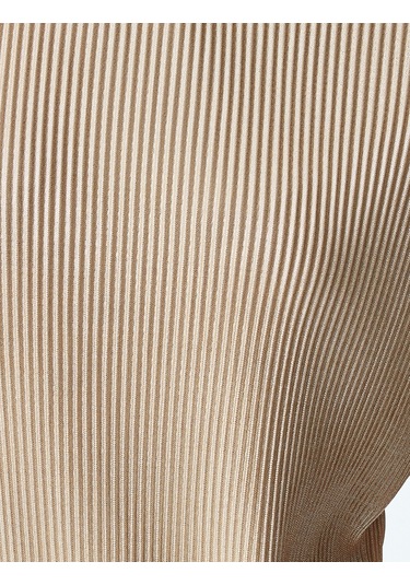 Koton Kemer Detaylı Yuvarlak Yaka Kolsuz Piliseli Uzun Elbise Altın 5sak80009uk Altın Rengi Altın