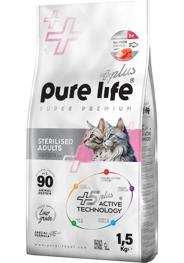 Purelife Plus Somonlu Kısırlaştırılmış Yetişkin Kedi Maması 1500 G