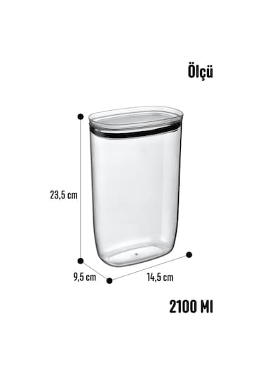 İronika Jumbo Boy 2100 Ml Gerçek Vakumlu Silikon Kapaklı Kristal Erzak Bakliyat Saklama Kabı Seti Baharatlık 6 Adet Şeffaf Şeffaf