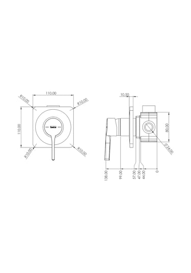 Teska Kare Tek Yönlü Banyo Batarya Gövdesi-krom Krom