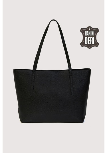 Hakiki Deri Kadın Omuz Çantası Siyah Smr6425 Siyah
