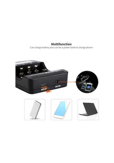 Monyee Akıllı Şarj Cihazı: 4 Slotlu Lcd Ekranlı, Ni-mh/ni-cd/li-ion Piller İçin Otomatik Şarj